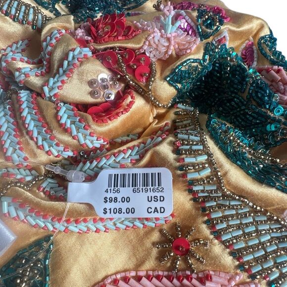 NWT Anthropologie Llani  Beaded Embellished Turban Gold Multi Botanical Hair Wra - Picture 10 of 12
